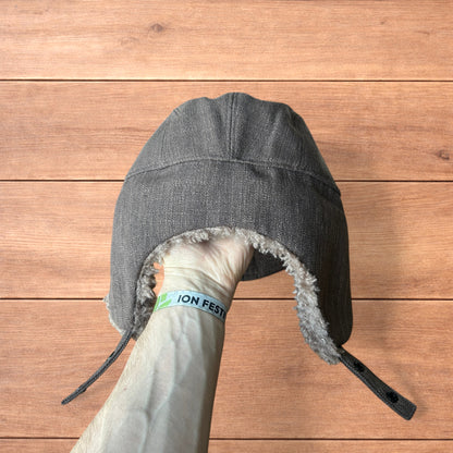 Fluffy Woolen padded trapper deer stalker hat cap in brown.