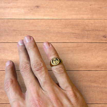 Lovely stainless steel gold Butt Club women figure signet ring.