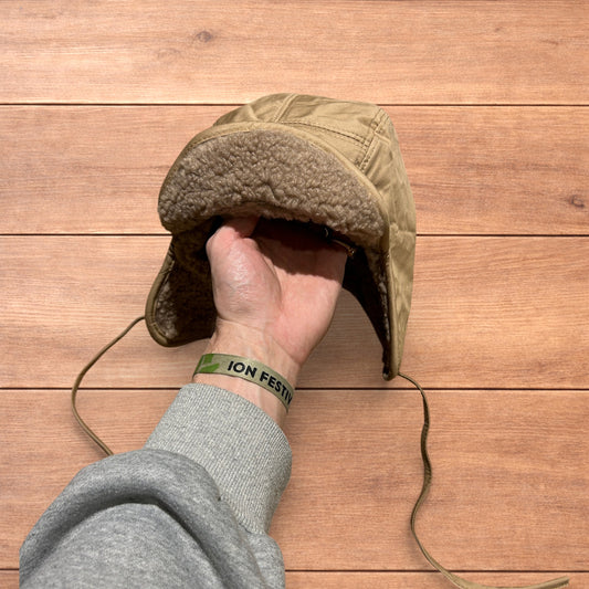 Insane Russian Trapper Korean padded fluffy hat cap in khaki/brown.