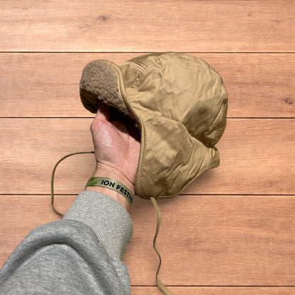 Insane Russian Trapper Korean padded fluffy hat cap in khaki/brown.