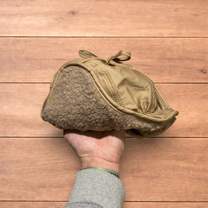 Insane Russian Trapper Korean padded fluffy hat cap in khaki/brown.