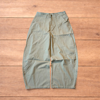 Vintage Military style baggy wide leg cargo trousers in beige.