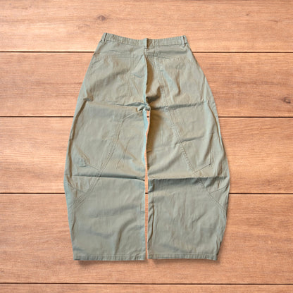 Vintage Military style baggy wide leg cargo trousers in beige.