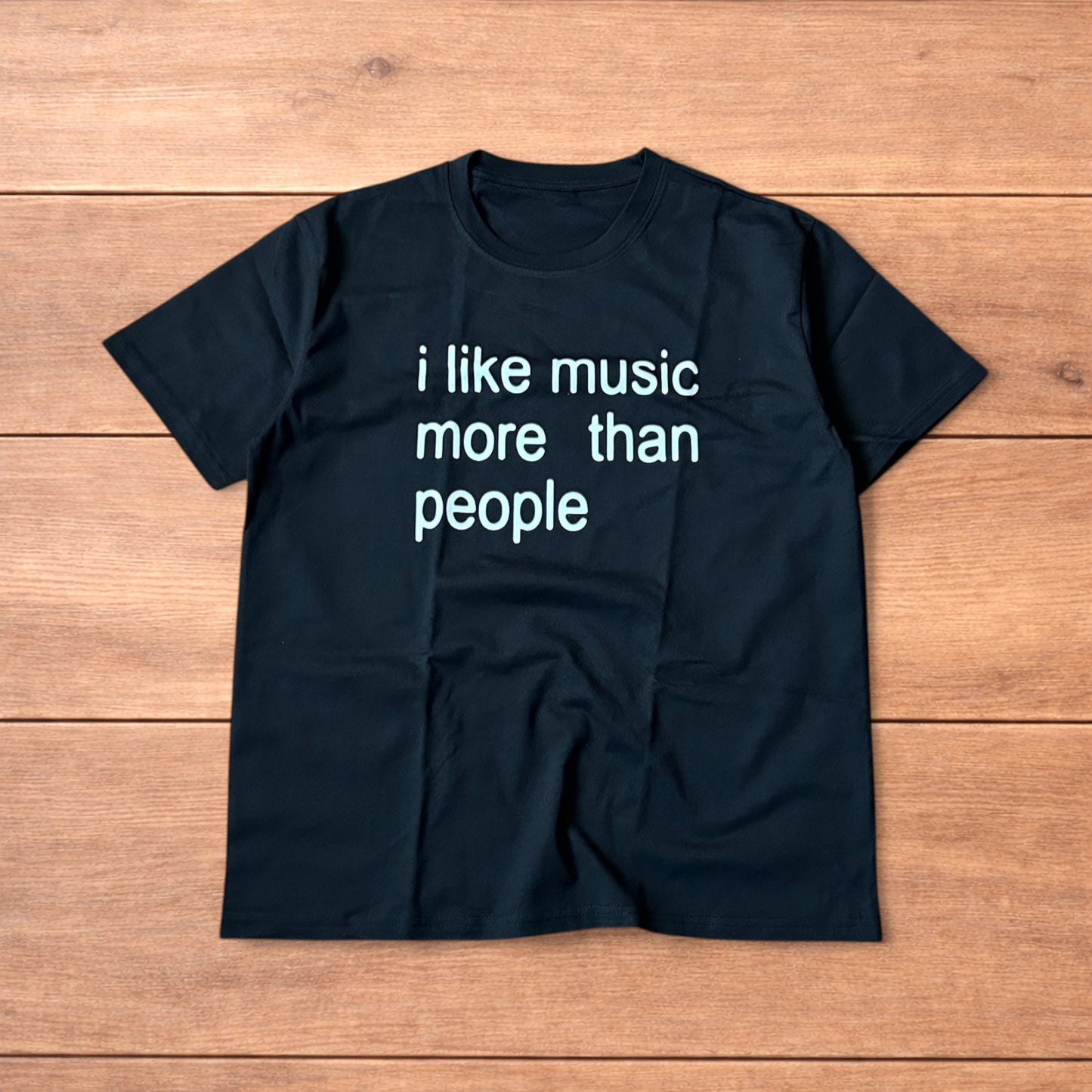 Novelty funny I like music more than people dj tshirt top in black.