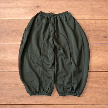 Super baggy wide leg Korean joggers in khaki green.