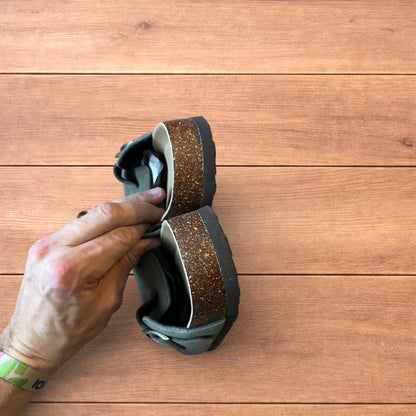 Lovely suede mules clogs shoes in khaki green.
