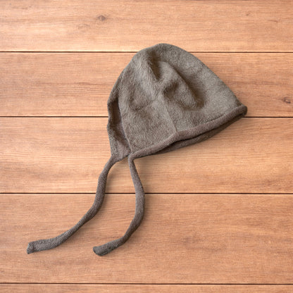 Lovely Y2k Japanese knitted beanie bonnet ear flap hat in coffee brown.