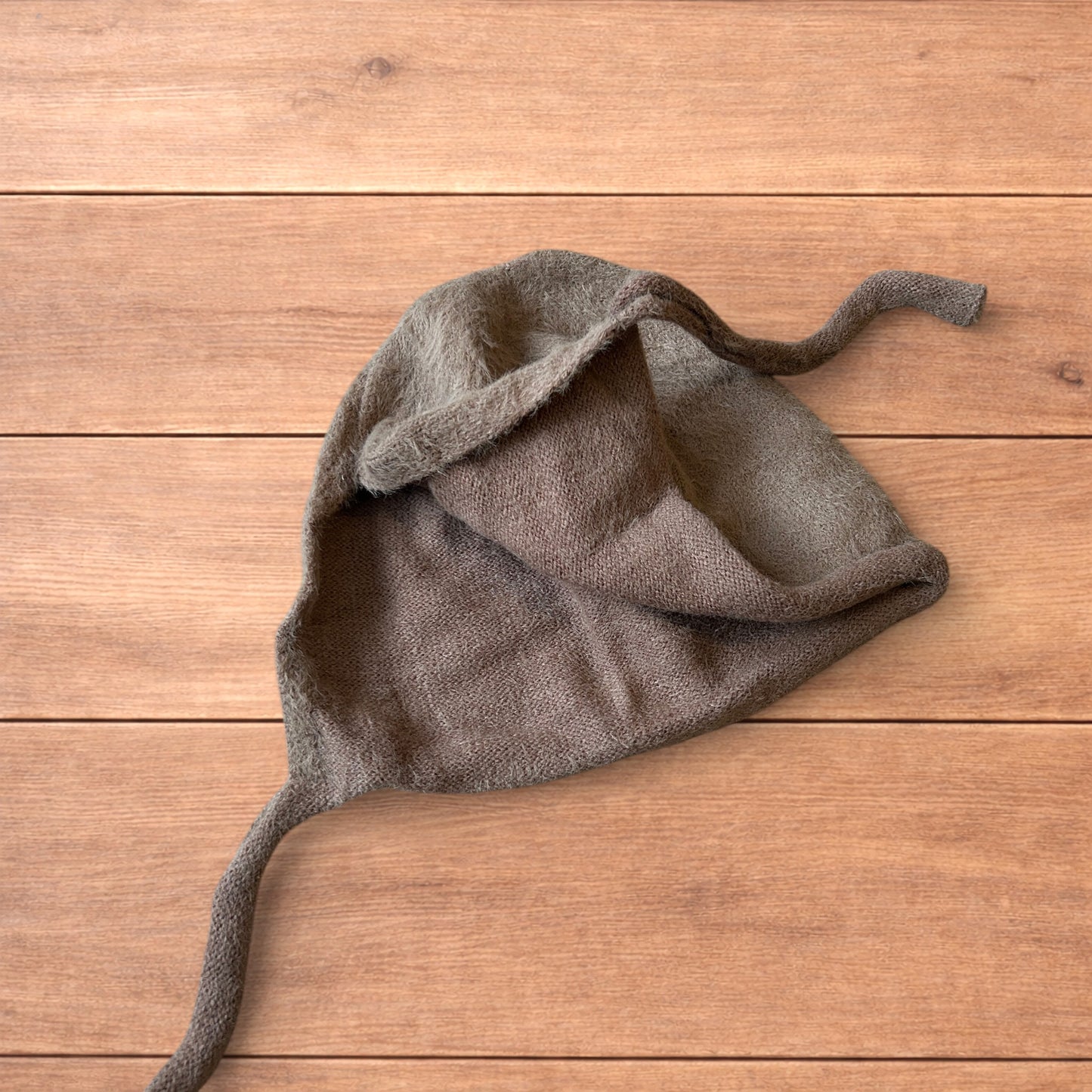 Lovely Y2k Japanese knitted beanie bonnet ear flap hat in coffee brown.