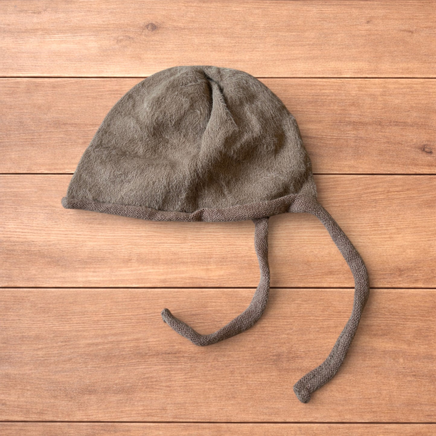Lovely Y2k Japanese knitted beanie bonnet ear flap hat in coffee brown.
