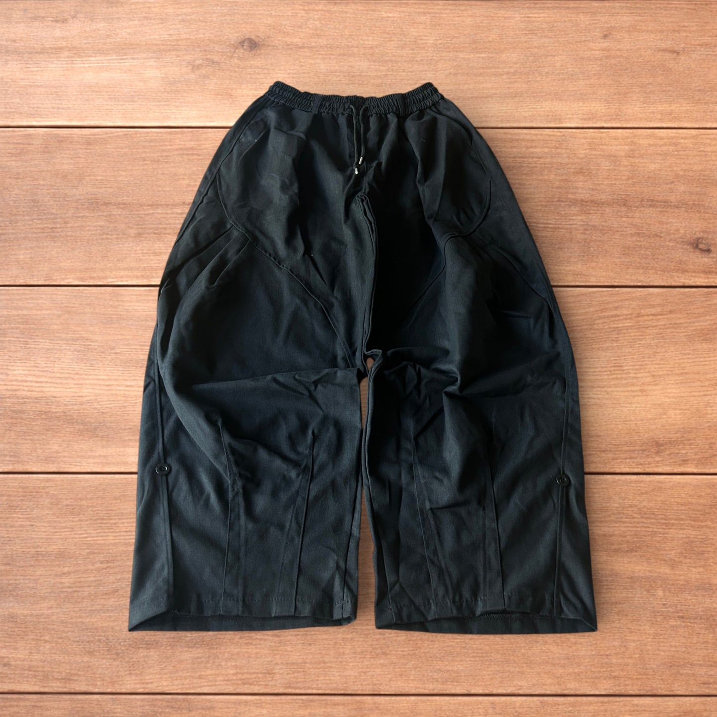 Incredible super baggy wide leg cargo trousers in black.