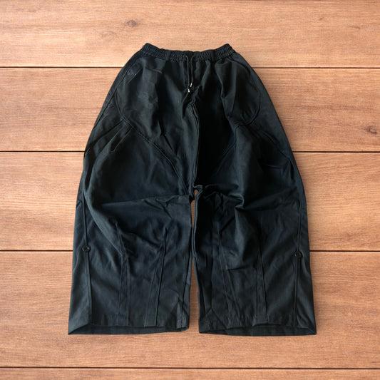 Incredible super baggy wide leg cargo trousers in black.