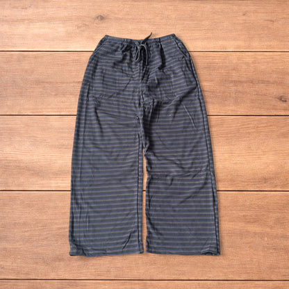 Lovely straight leg striped fleece lounge pants trousers in purple/yellow.