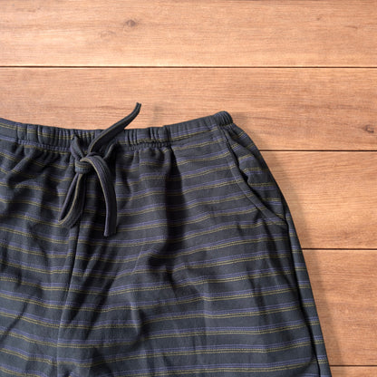 Lovely straight leg striped fleece lounge pants trousers in purple/yellow.