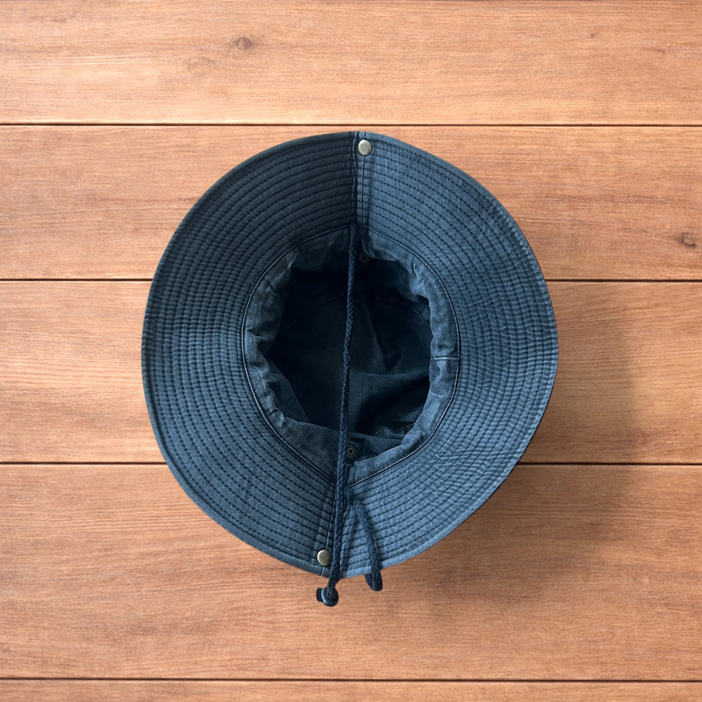 Vintage style denim fishermans boonie hat in washed black.
