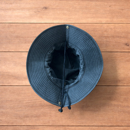 Vintage style denim fishermans boonie hat in washed black.