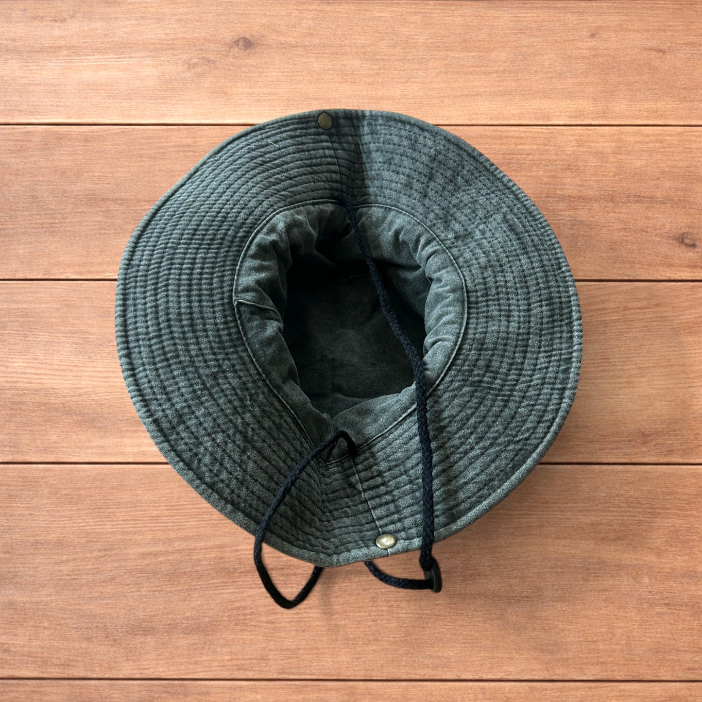 Vintage style denim fishermans boonie hat in khaki green.