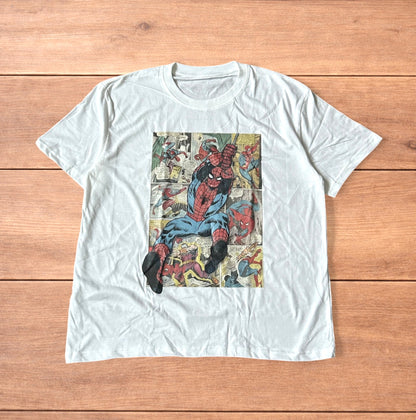 Vintage style Spiderman tshirt with front graphic in white.