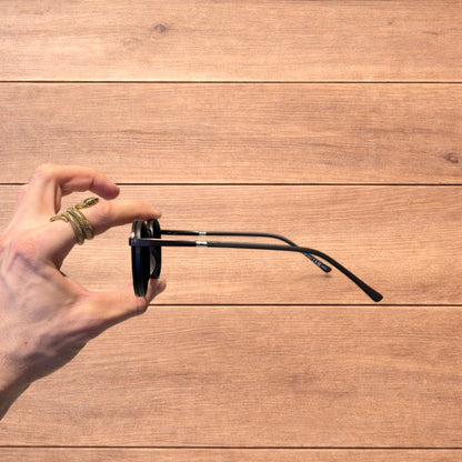 Vintage steampunk style rounded sunglasses in brown with brown lense.