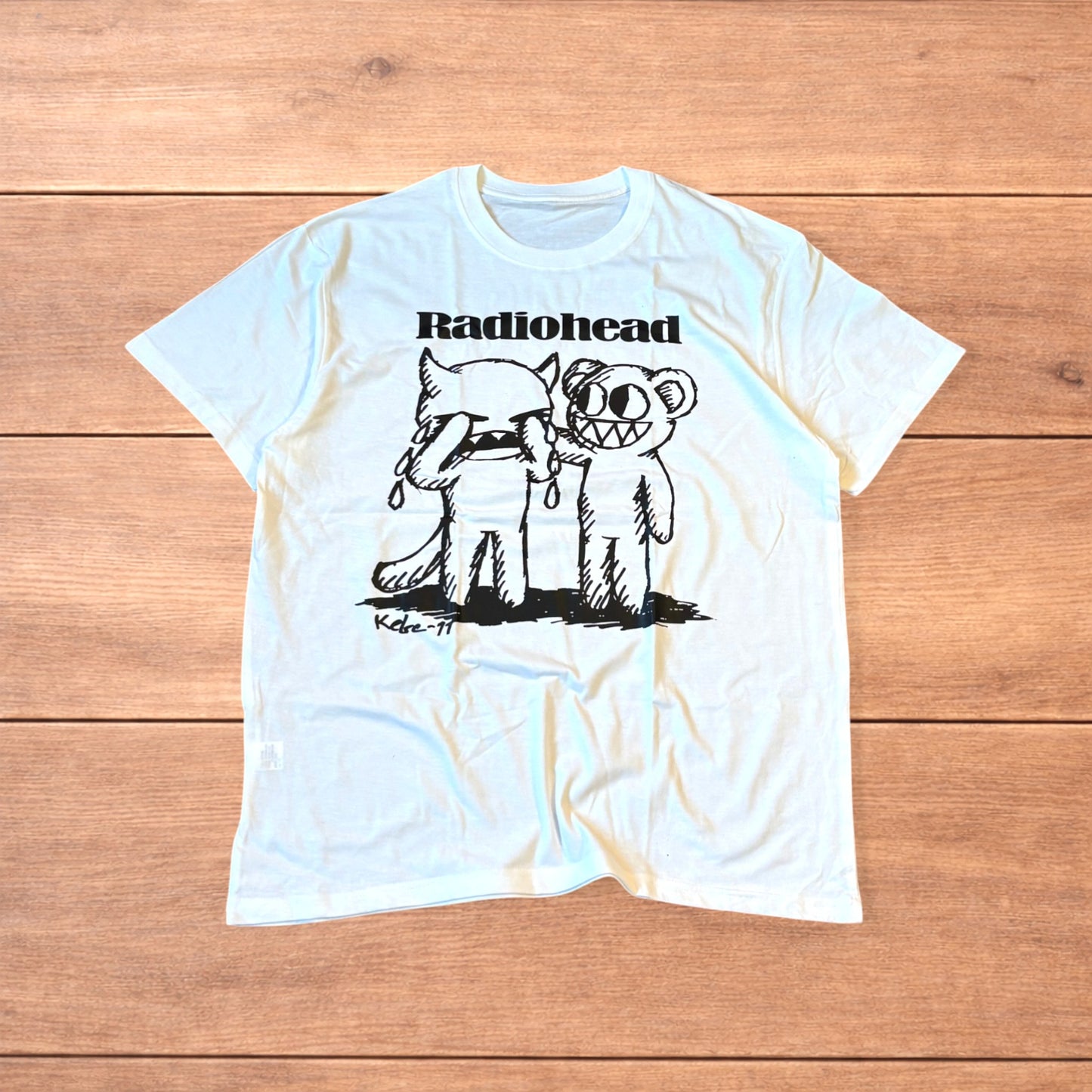 Radiohead the crying minotaur & bear band graphic tee tshirt in white.