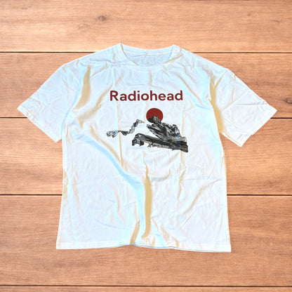 Radiohead Kid A band graphic cotton tee tshirt in white.
