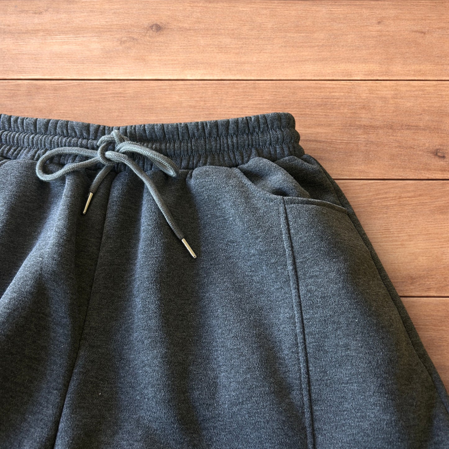 Super baggy wide leg Korean joggers in dark grey.
