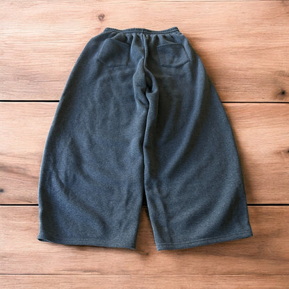 Super baggy wide leg Korean joggers in dark grey.
