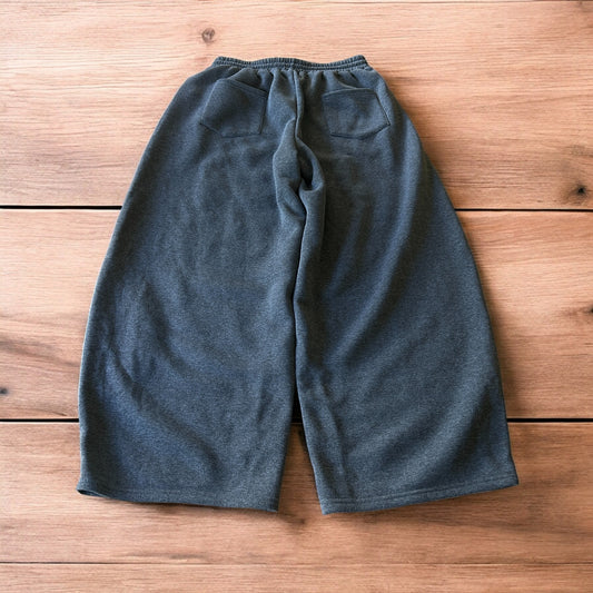 Super baggy wide leg Korean joggers in dark grey.