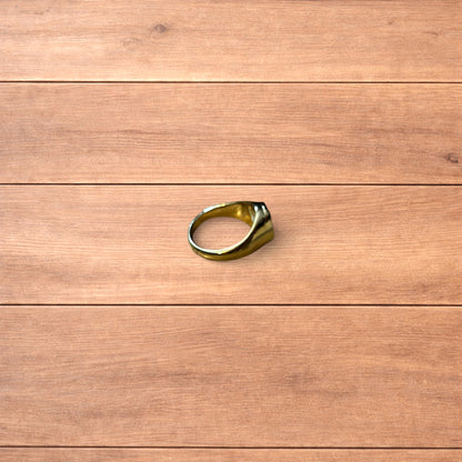 Lovely vintage style stainless steel angel signet ring in gold.