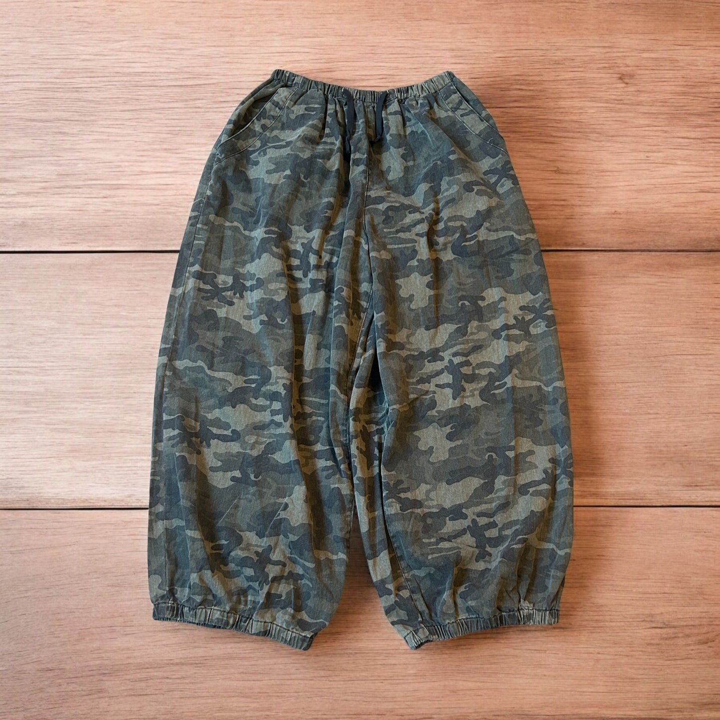 Super baggy wide leg parachute joggers trousers in army camo.