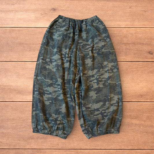Super baggy wide leg parachute joggers trousers in army camo.