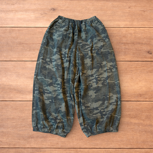 Super baggy wide leg parachute joggers trousers in army camo.
