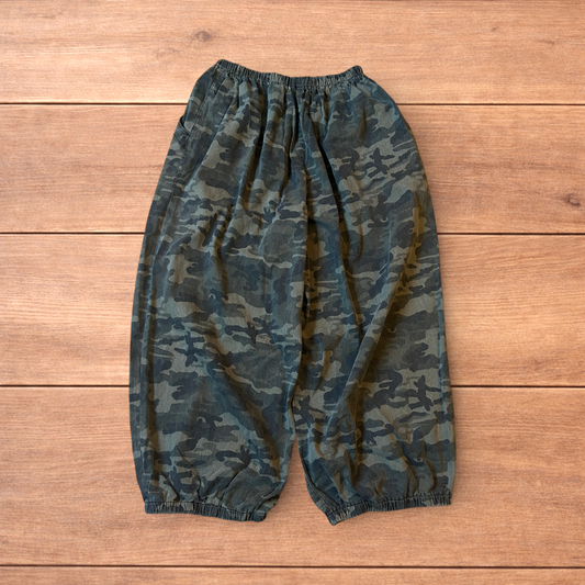 Super baggy wide leg parachute joggers trousers in army camo.