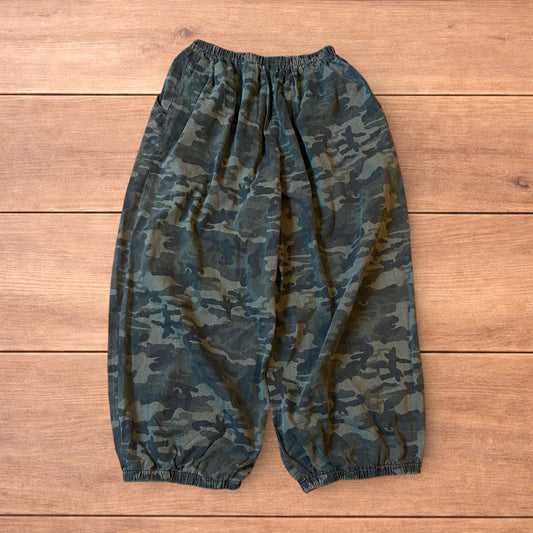 Super baggy wide leg parachute joggers trousers in army camo.