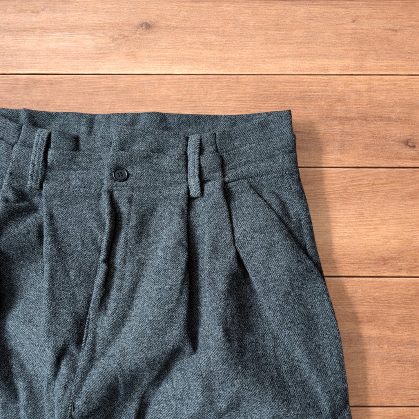 Vintage wool style baggy wide leg tailored trousers in grey.