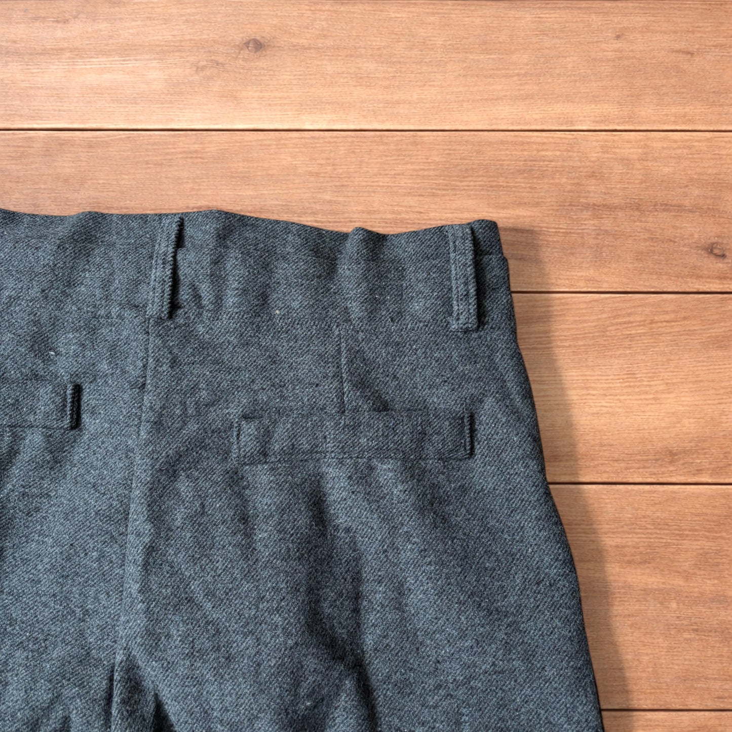 Vintage wool style baggy wide leg tailored trousers in grey.
