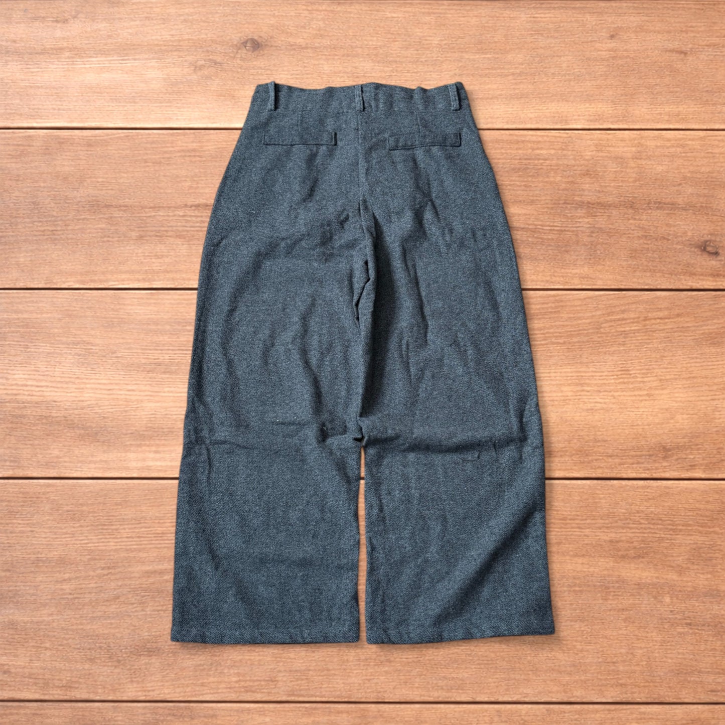 Vintage wool style baggy wide leg tailored trousers in grey.