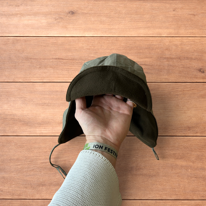 Insane Military Pilot Trapper padded hat cap in khaki green.