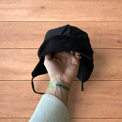 Insane Military Pilot Trapper padded fluffy hat cap in black.