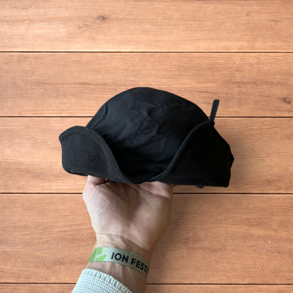 Insane Military Pilot Trapper padded fluffy hat cap in black.