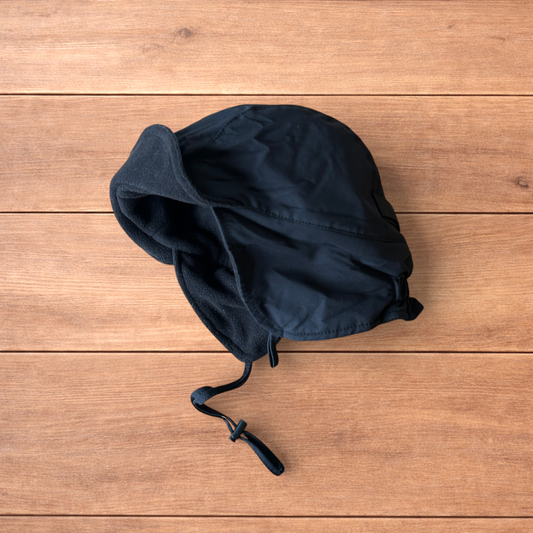 Insane Military Pilot Trapper padded fluffy hat cap in black.