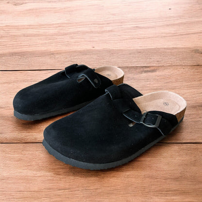 Lovely suede mules cloggs shoes in black.