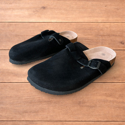Lovely suede mules clogs shoes in black.