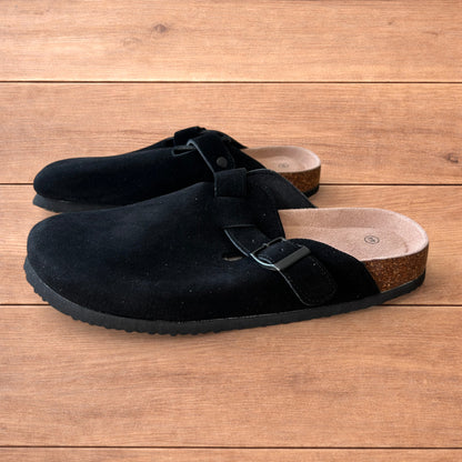Lovely suede mules clogs shoes in black.