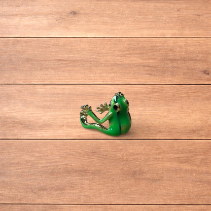 Novelty fun Frog adjustable ring in green/silver.