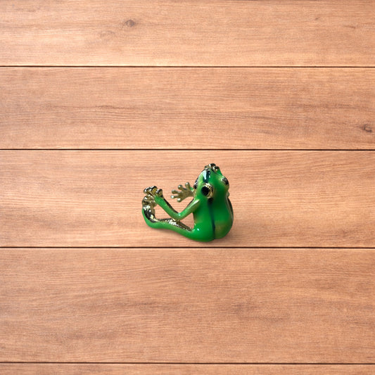 Novelty fun Frog adjustable ring in green/silver.