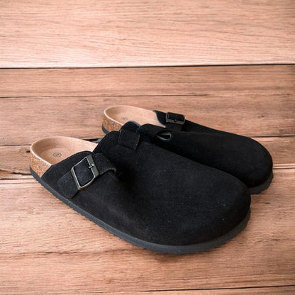 Lovely suede mules cloggs shoes in black.