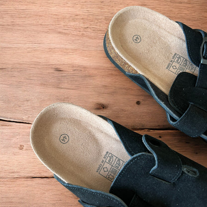 Lovely suede mules cloggs shoes in black.