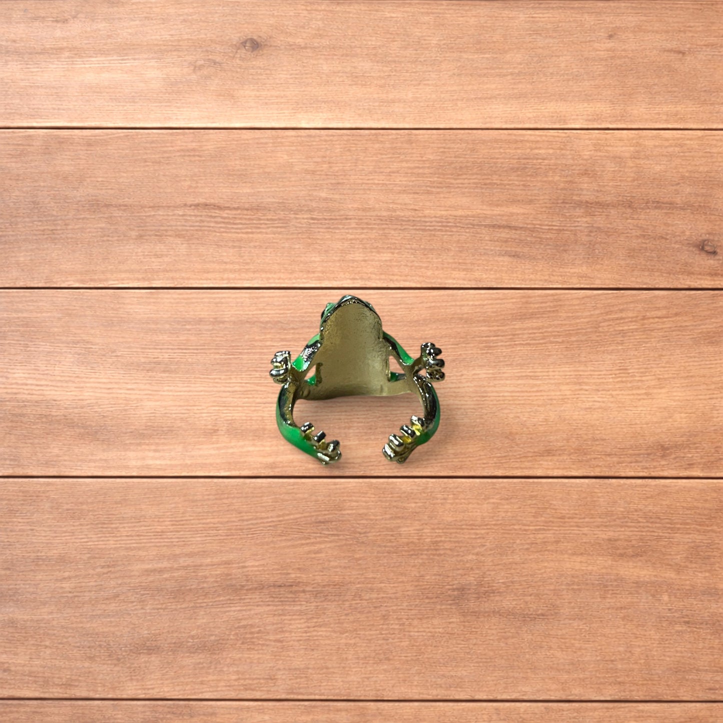 Novelty fun Frog adjustable ring in green/silver.