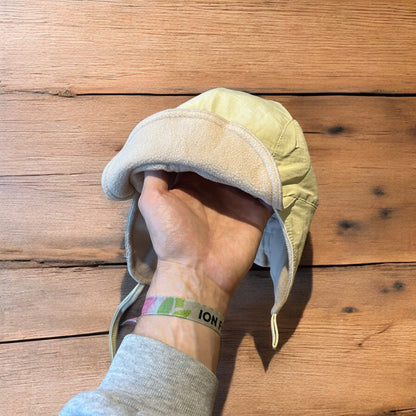 Insane Military Pilot Trapper padded fluffy hat cap in beige/cream. One size.