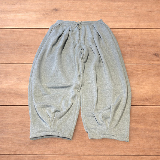 Lovely super baggy wide leg Japanese joggers in marl grey.